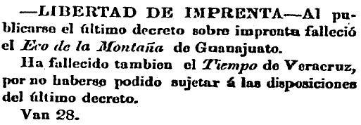 El Siglo Diez y Nueve. 20 de mayo de 1853. p. 4